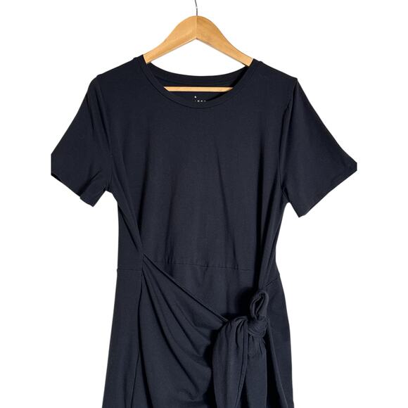 A New Day Women Short Sleeve Soft Stretch Modal Tie Side Mini Dress Size L Black - Picture 3 of 7